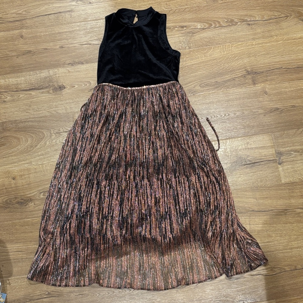 Xhilaration Black and Gold Floor-Length Dress for Kids
